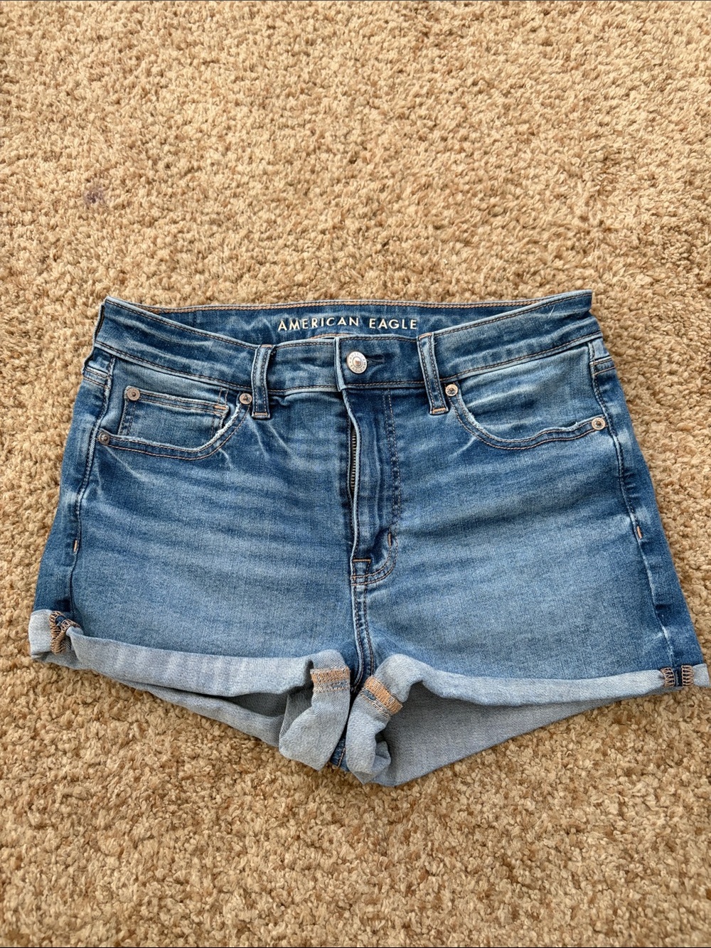 American Eagle Outfitters Blue Denim Cuffed Jean Shorts